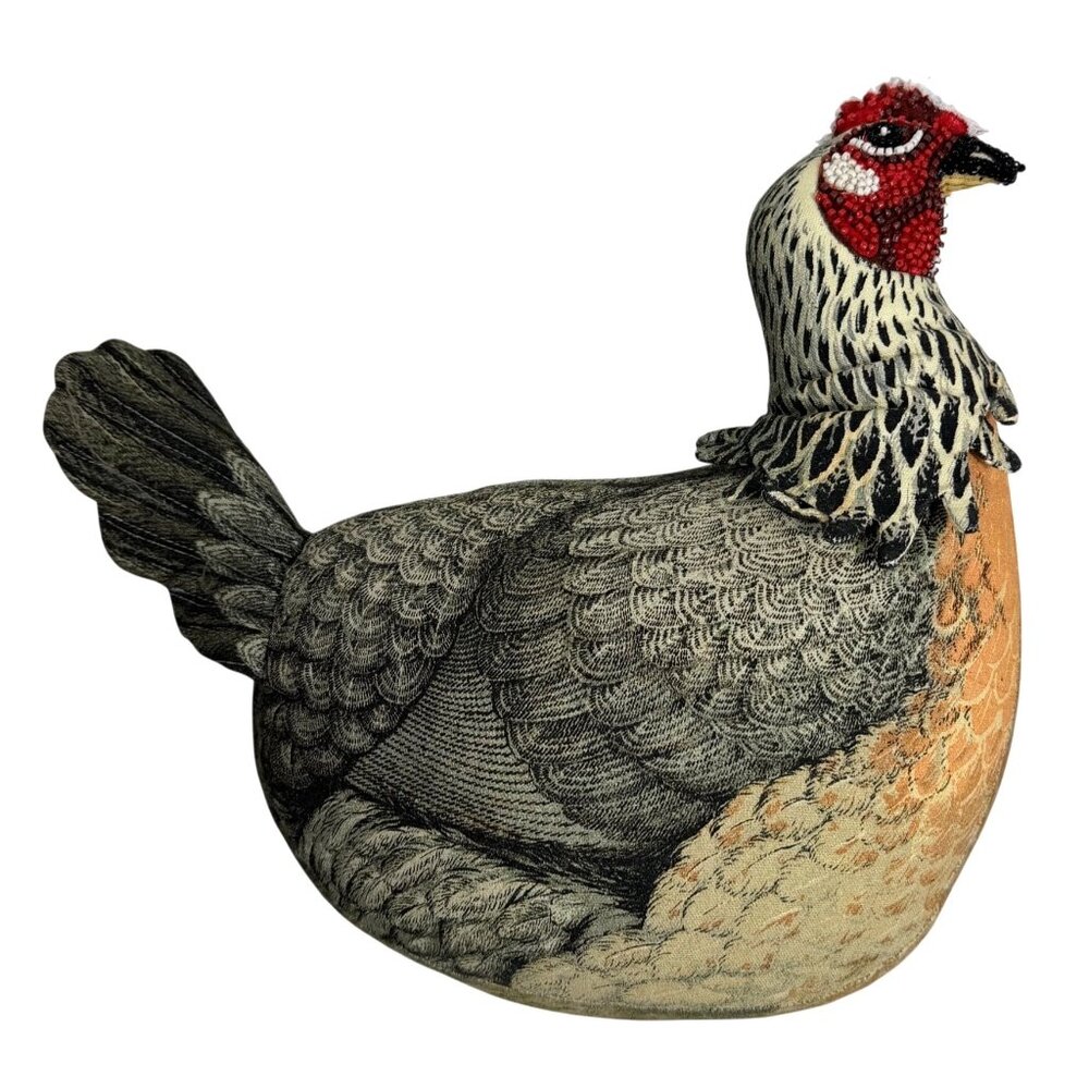 NWT John Derian 14"x13" Beaded Chicken Plush Pillow for Target All Season 14x13